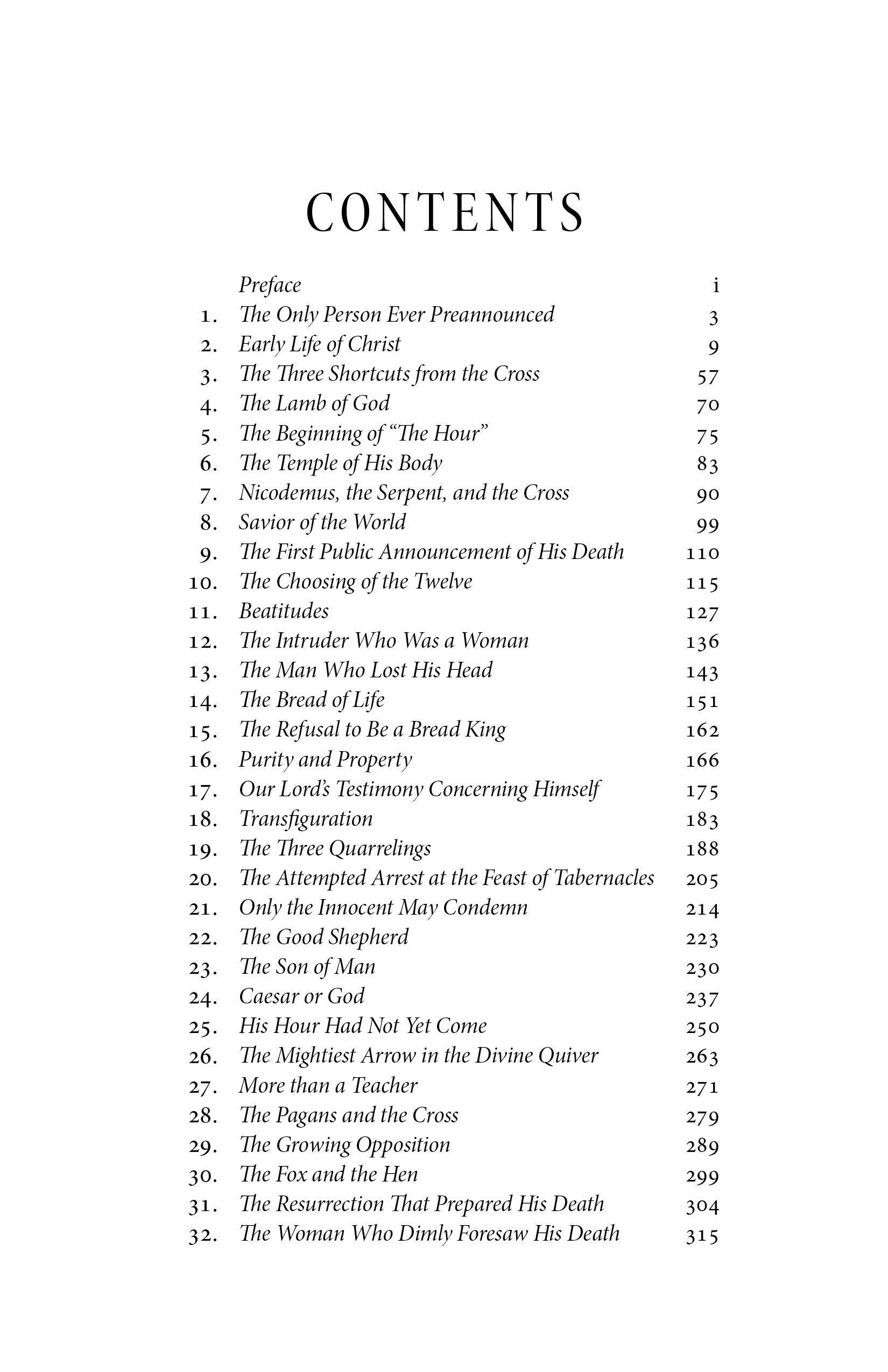Paperback book contents page labeled CONTENTS with chapter list