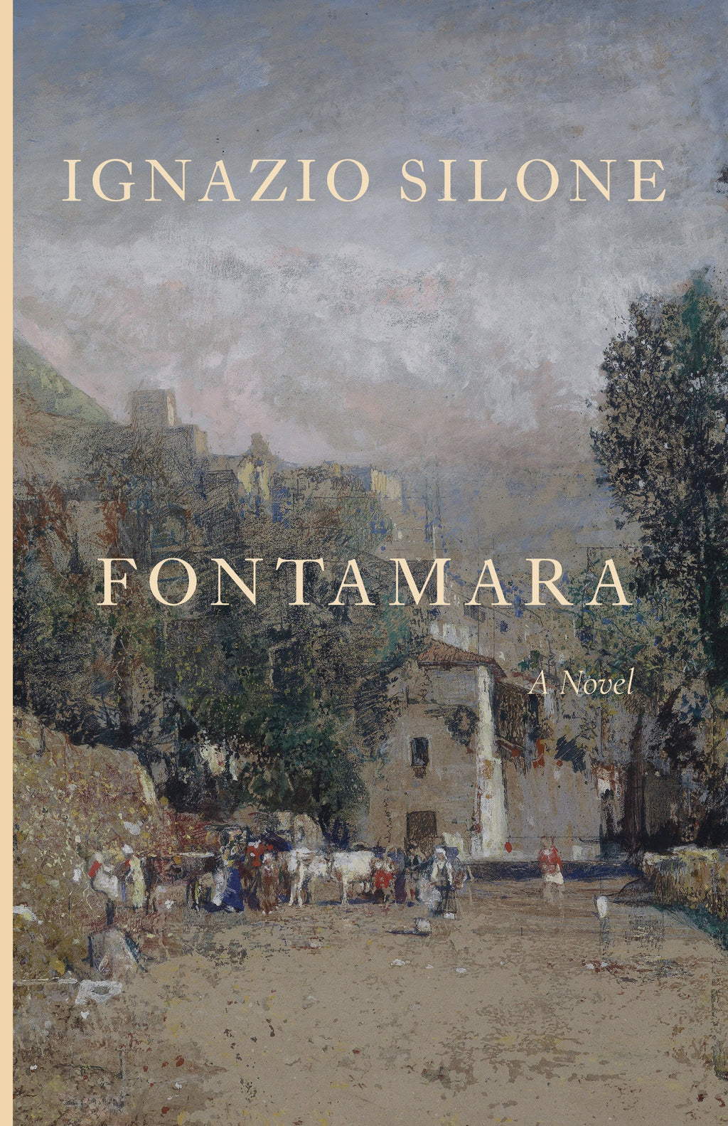 Fontamara novel book cover with scenic village artwork and title text