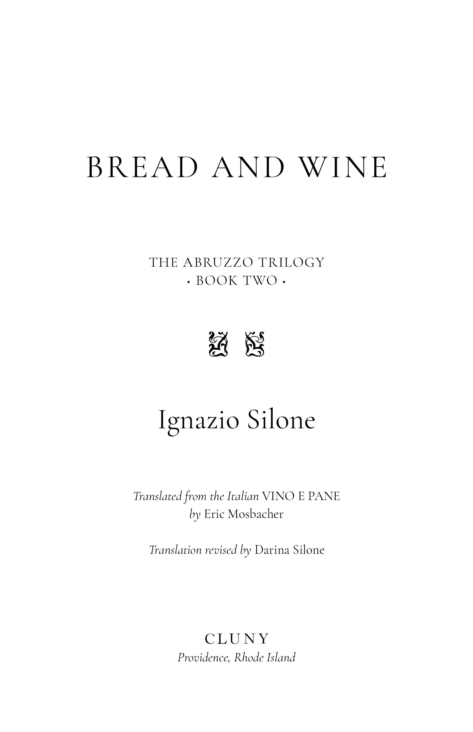 Book title page with The Abruzzo Trilogy and author Ignazio Silone