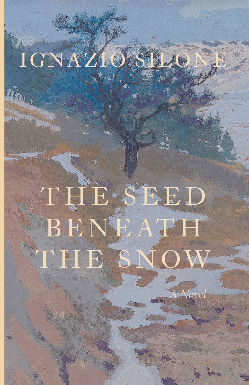 Novel book cover with snowy landscape and tree, title and author text