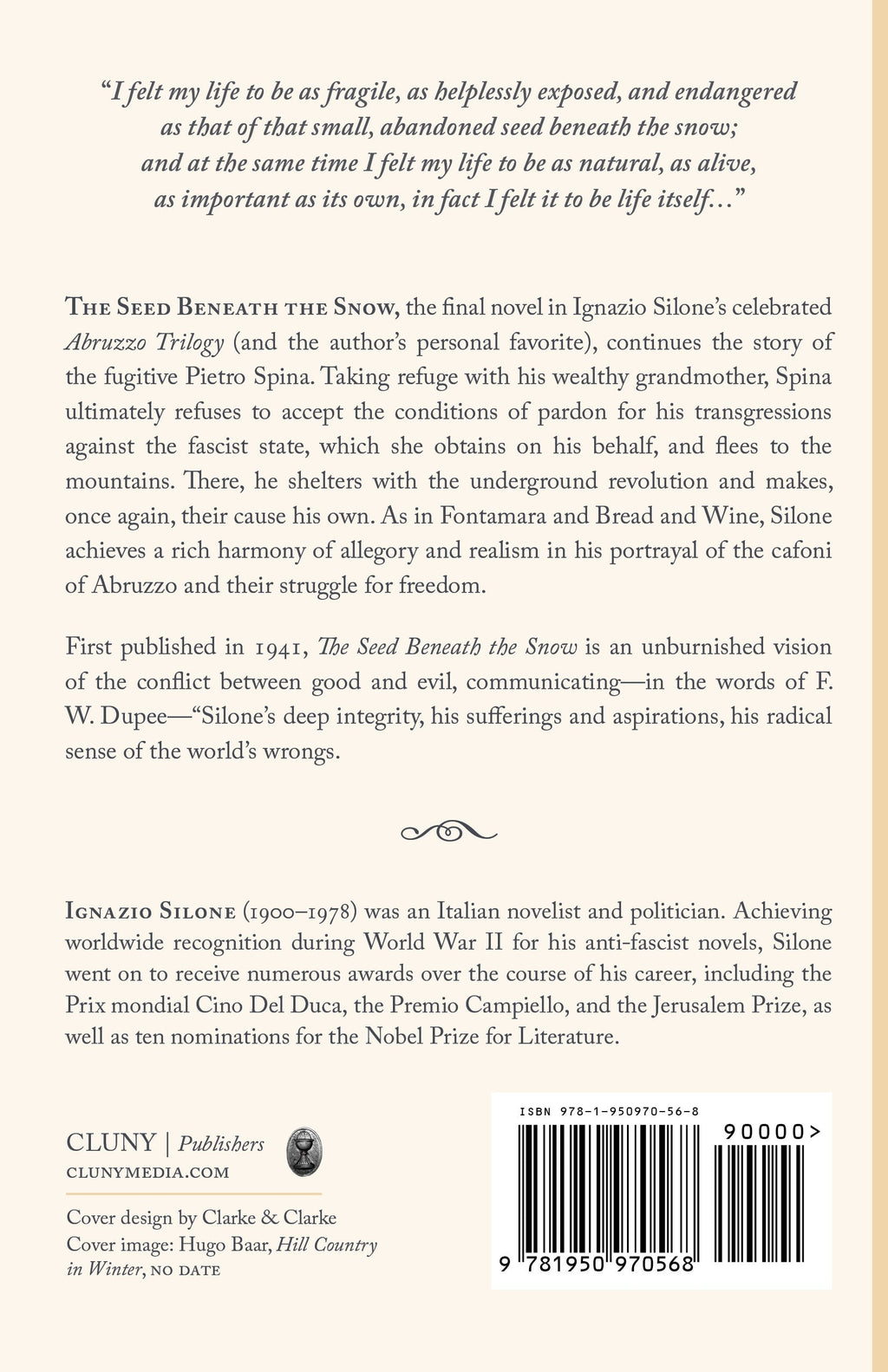Novel back cover with synopsis text and barcode label
