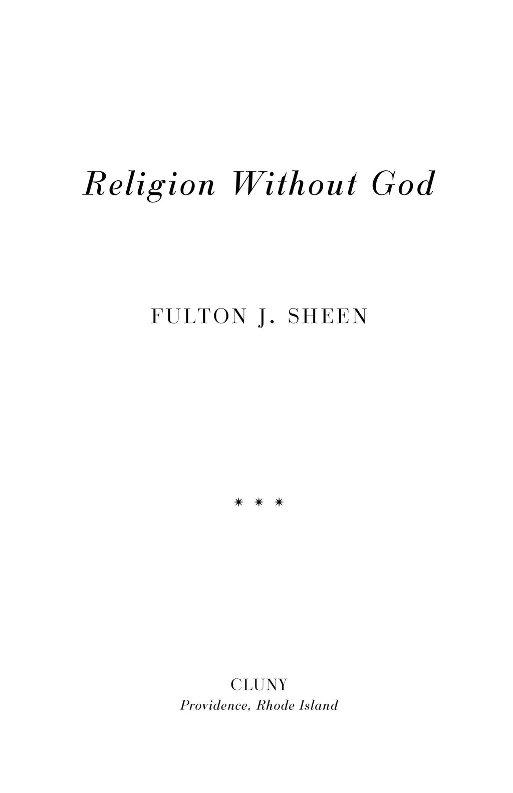 Religion Without God book title page with author Fulton J. Sheen