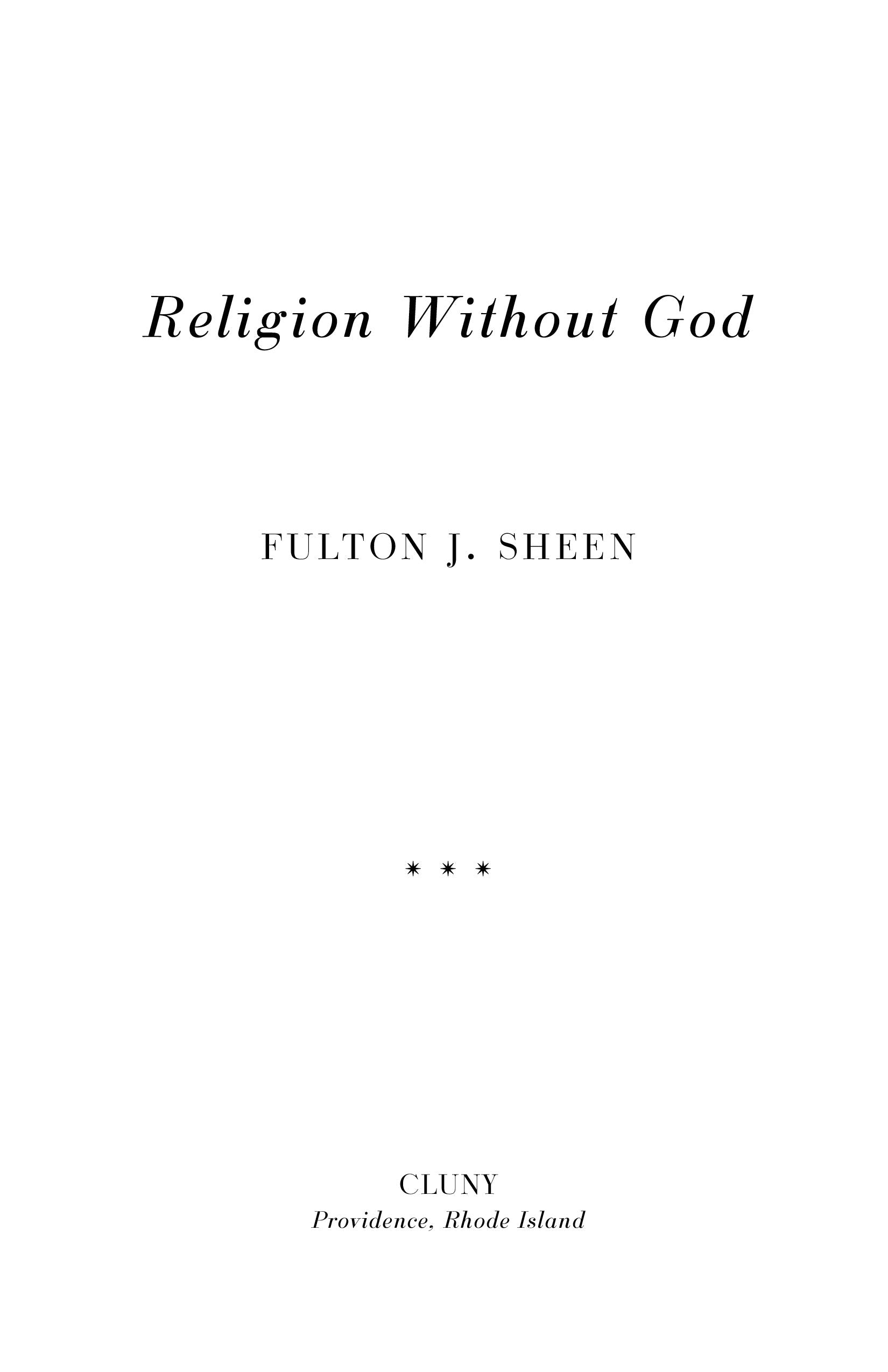 Religion Without God book title page with author Fulton J. Sheen