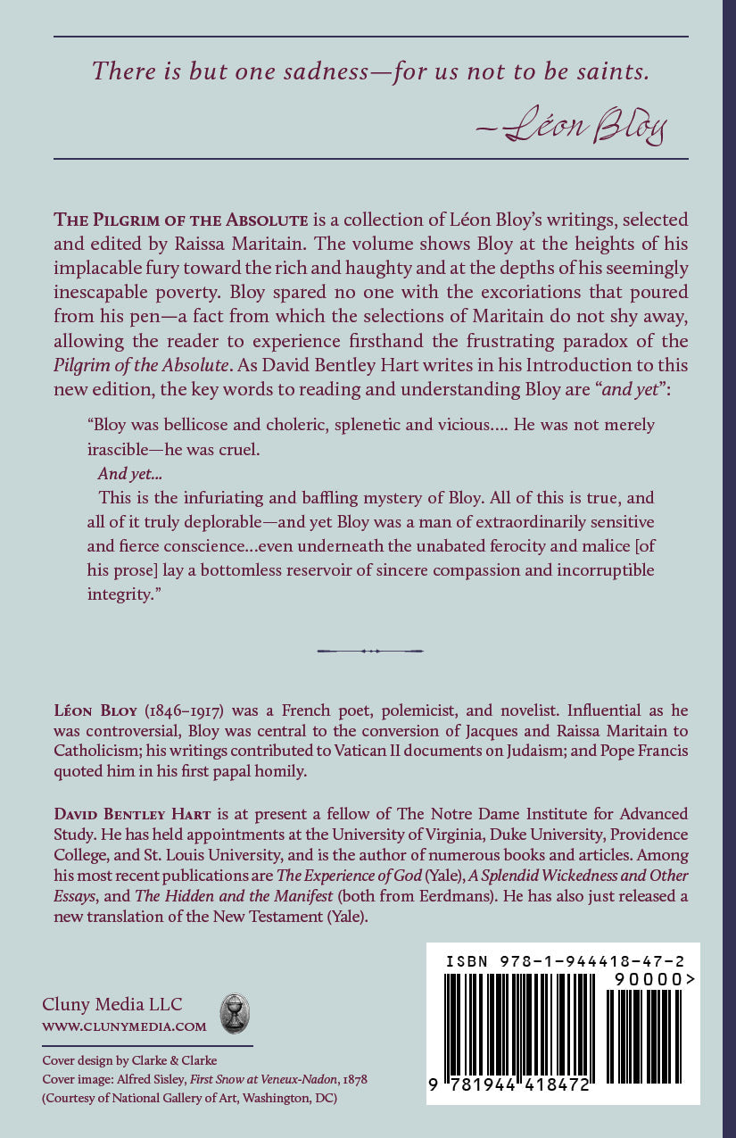 Book back cover with Léon Bloy text and publication details