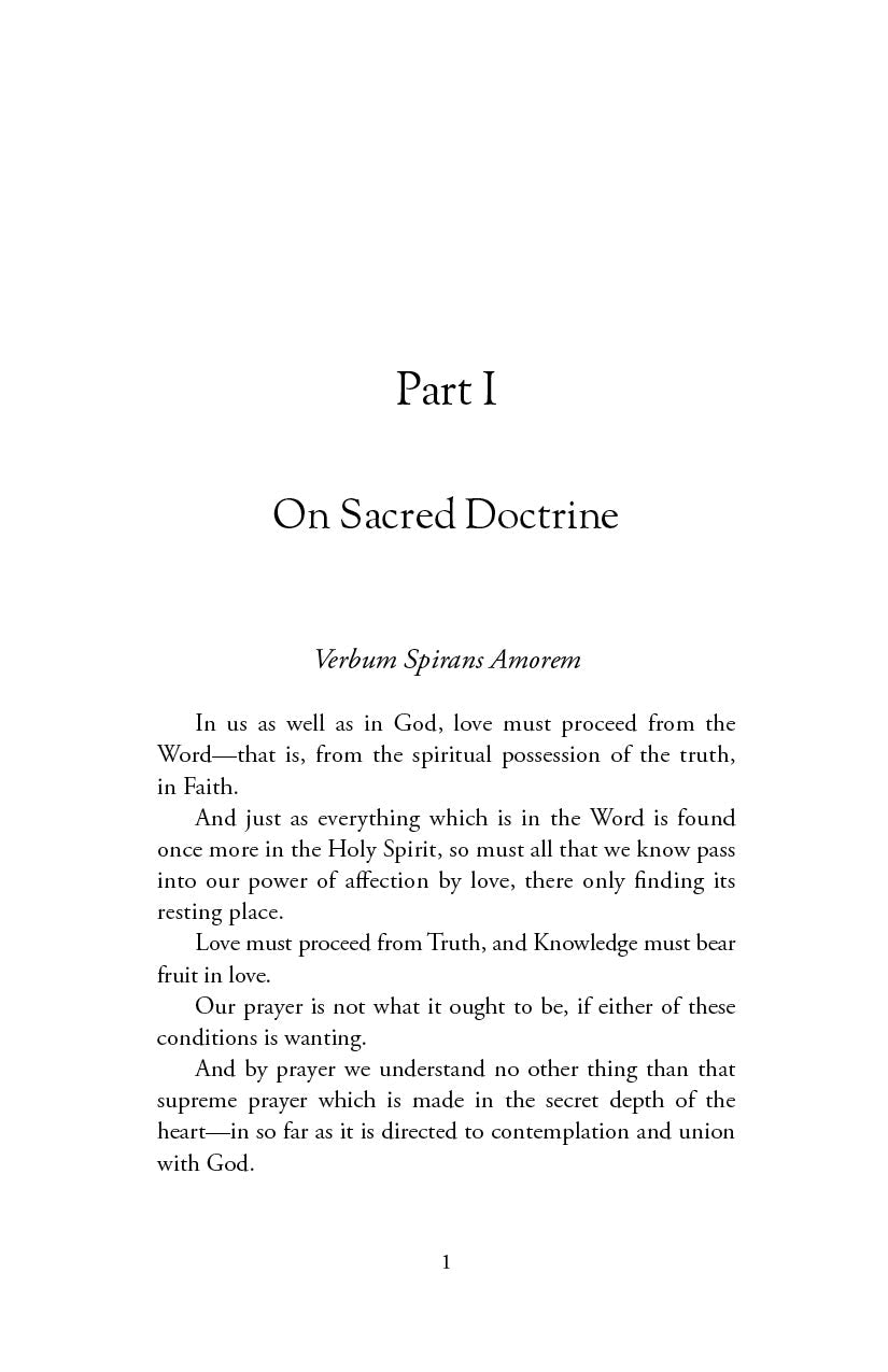 Book interior page: Part I On Sacred Doctrine, Verbum Spinas Amorem