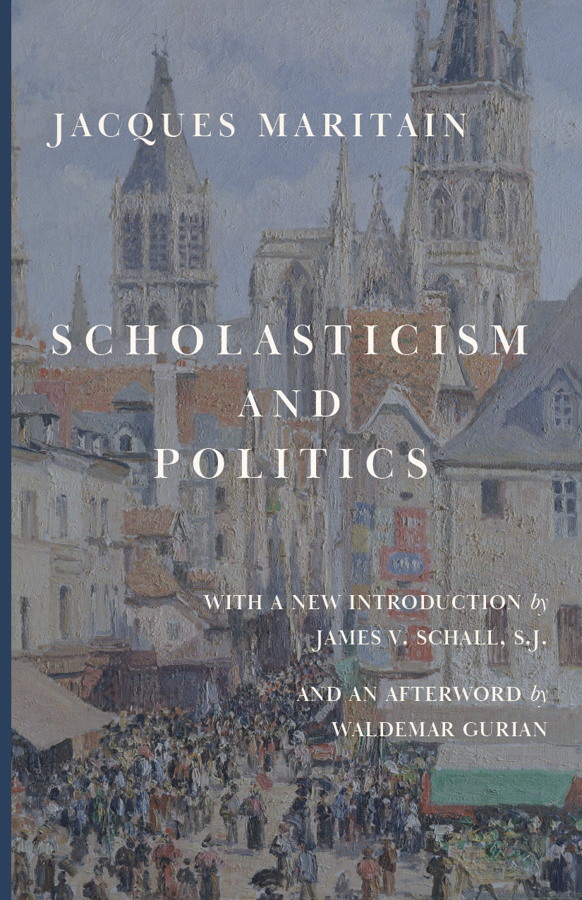 Scholasticism and Politics book cover with cityscape illustration and title text