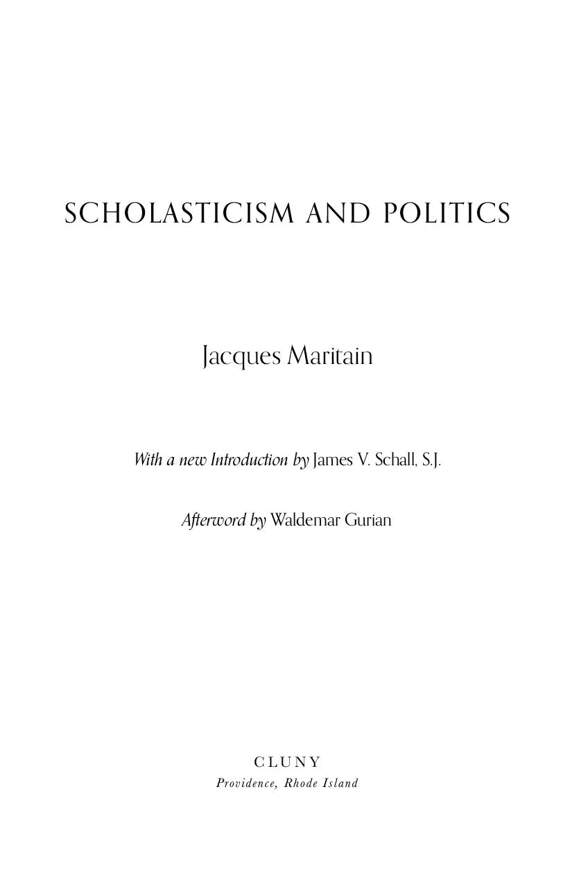 Scholasticism and Politics title page with Jacques Maritain and introduction credits