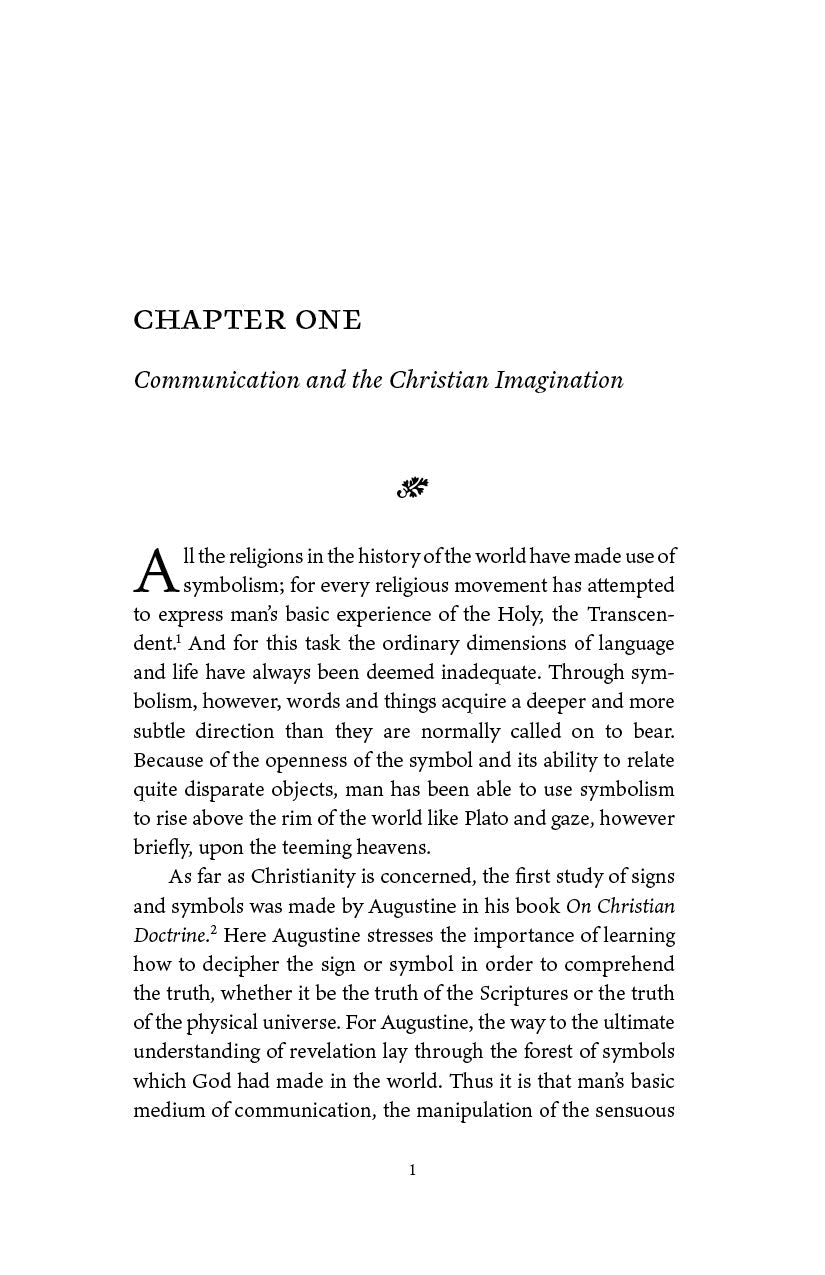 Book page with 'Chapter One' heading and text on Christian imagination