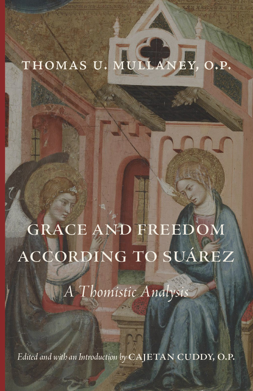 Book cover with religious artwork and title "Grace and Freedom According to Suárez"