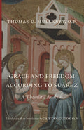Book cover with religious artwork and title "Grace and Freedom According to Suárez"