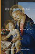 Religious book cover illustration of Mary holding the baby Jesus in blue robe.