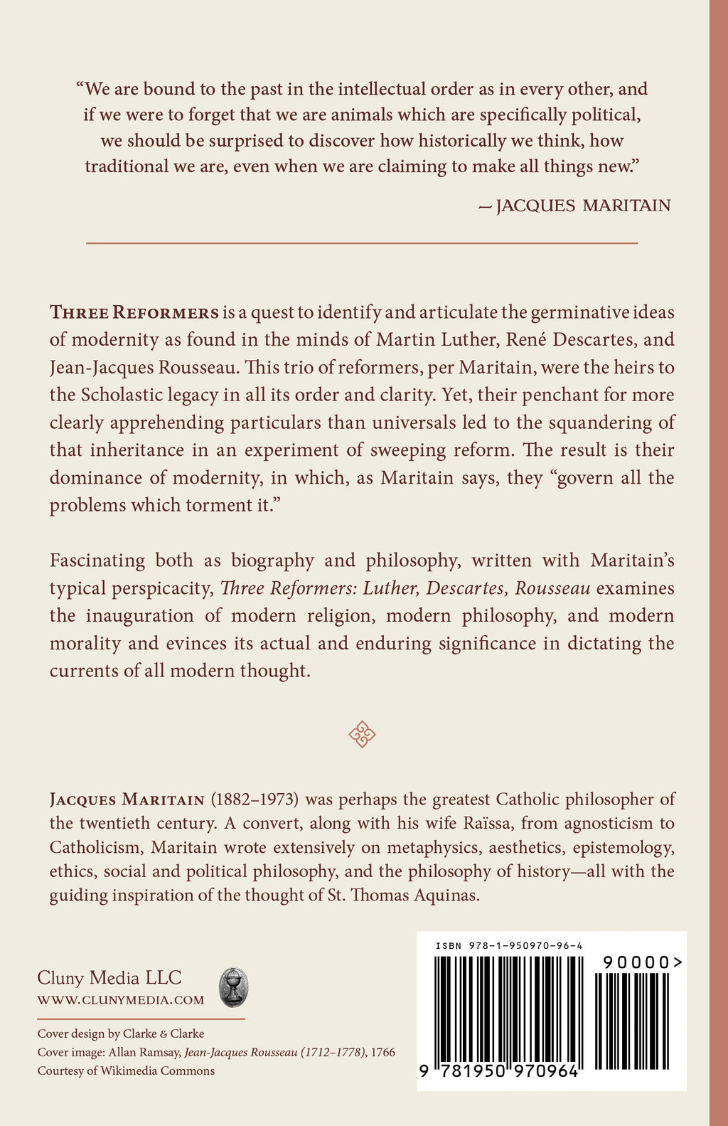 Three Reformers back cover with author text, quotes, barcode and publisher info