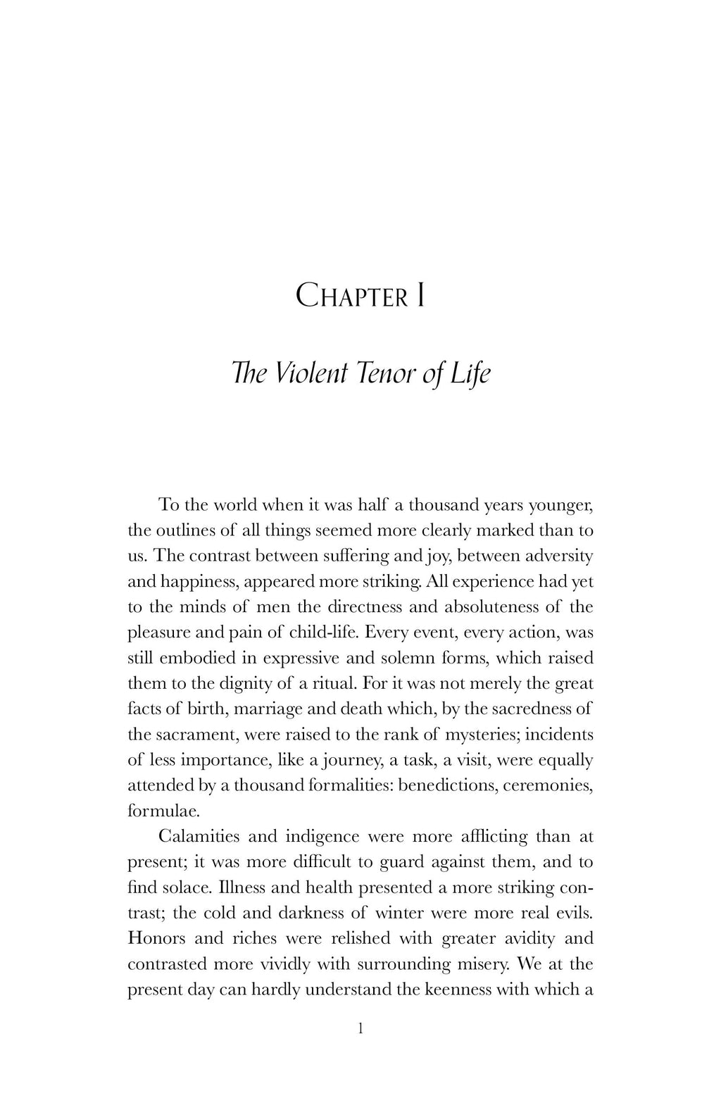 Book chapter page: 'The Violent Tenor of Life' by Johan Huizinga