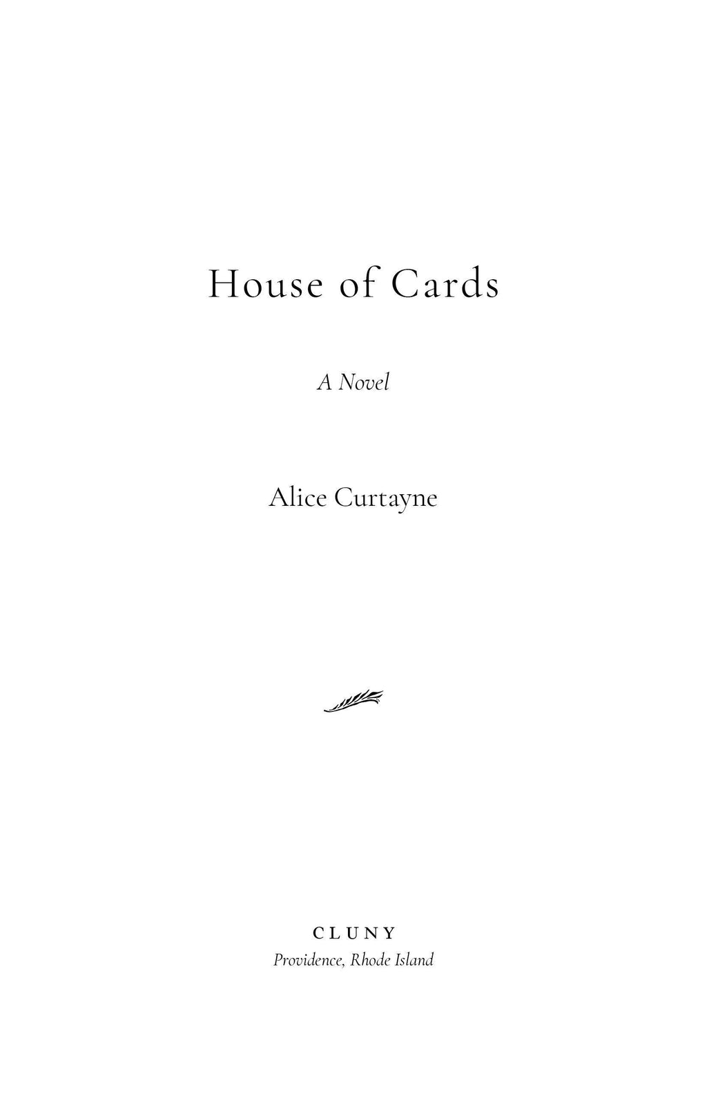 Book title page for House of Cards novel by Alice Curtayne