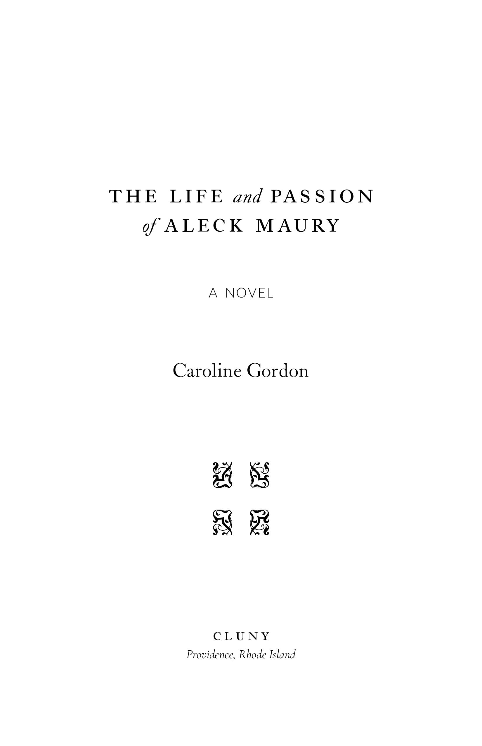 Book title page with author Caroline Gordon and Cluny publisher mark