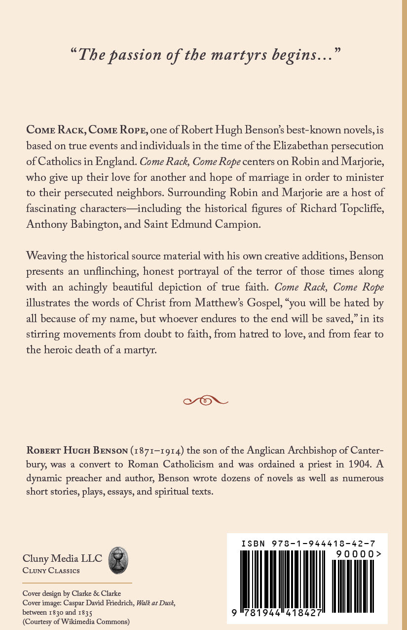 Come Rack, Come Rope back cover with quote and synopsis text; ISBN and publisher info.