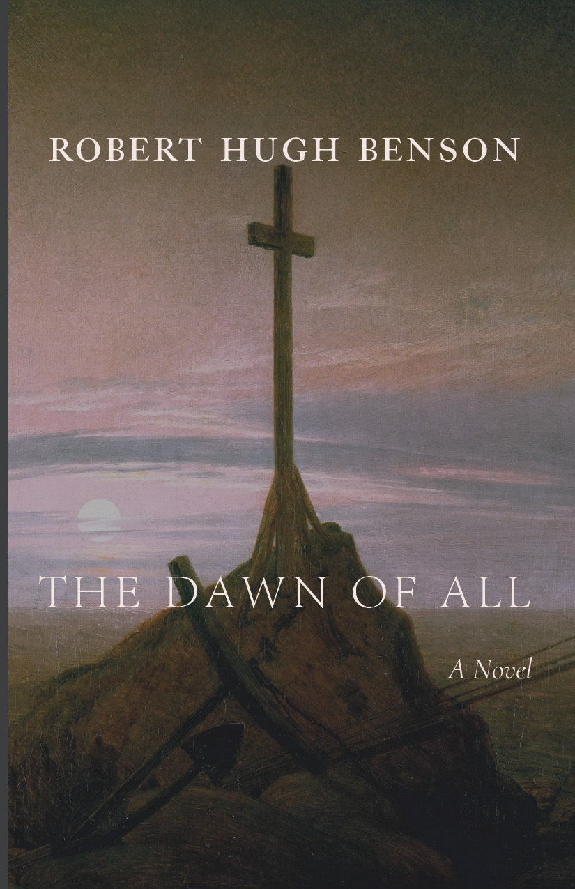 Novel book cover with cross and title lettering, Robert Hugh Benson author name