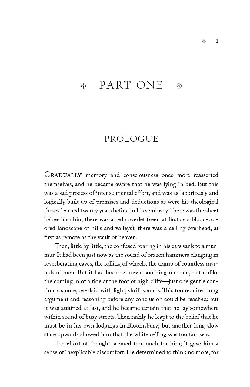 Novel book interior page with Part One Prologue heading and paragraph text