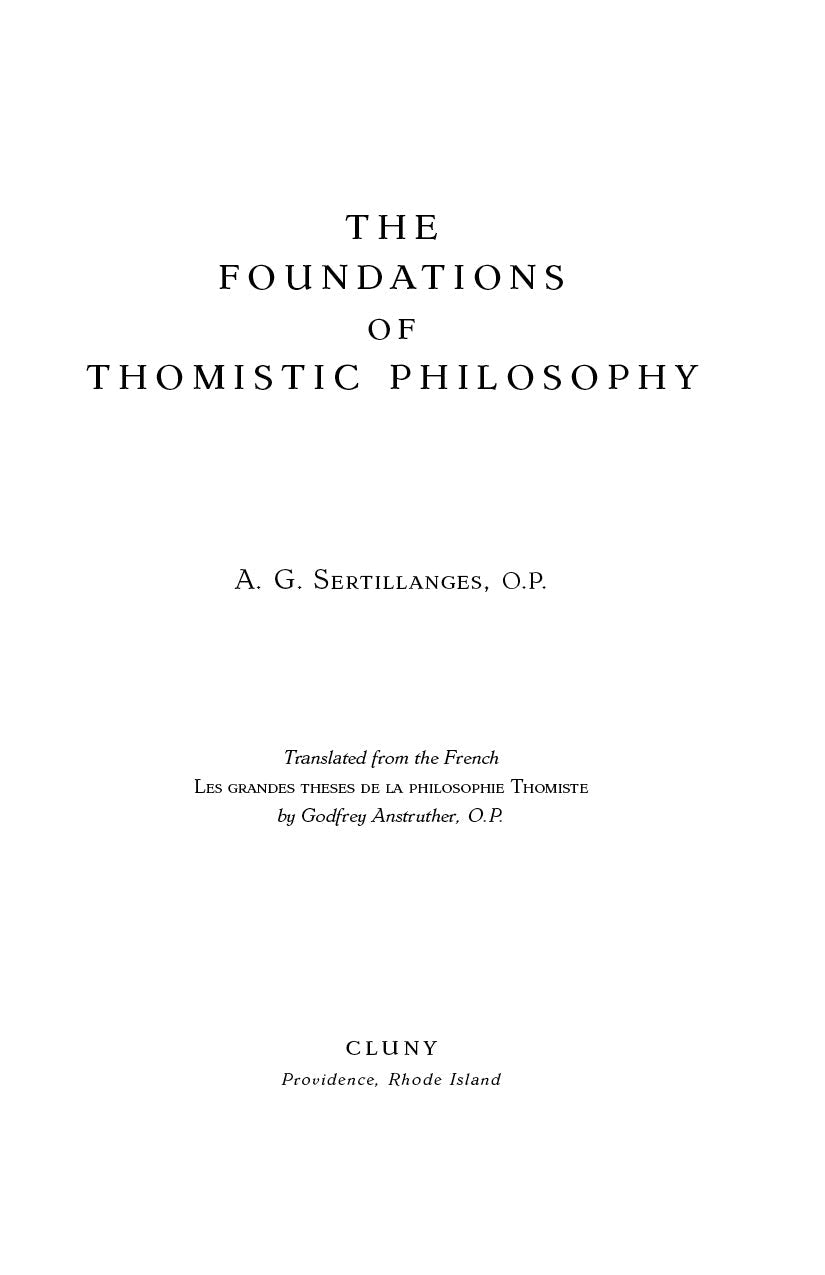 Book title page: The Foundations of Thomistic Philosophy by A. G. Sertillanges