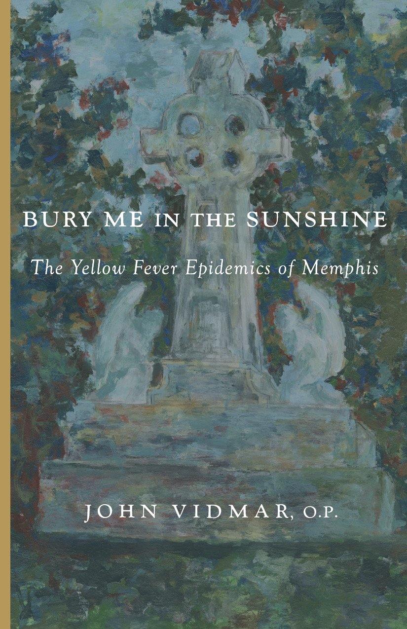 Book cover with monument and foliage, title text and John Vidmar O.P.