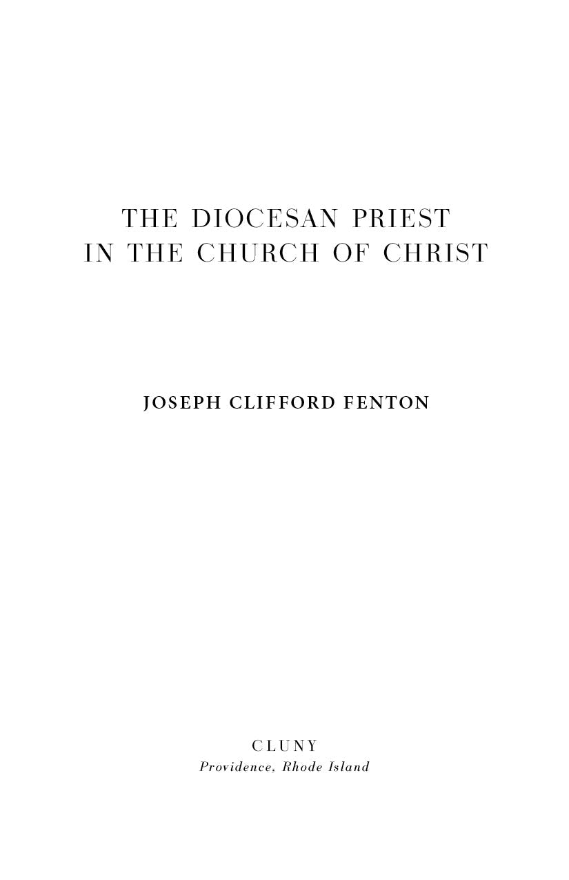 Book title page reading The Diocesan Priest in the Church of Christ by Joseph Clifford Fenton