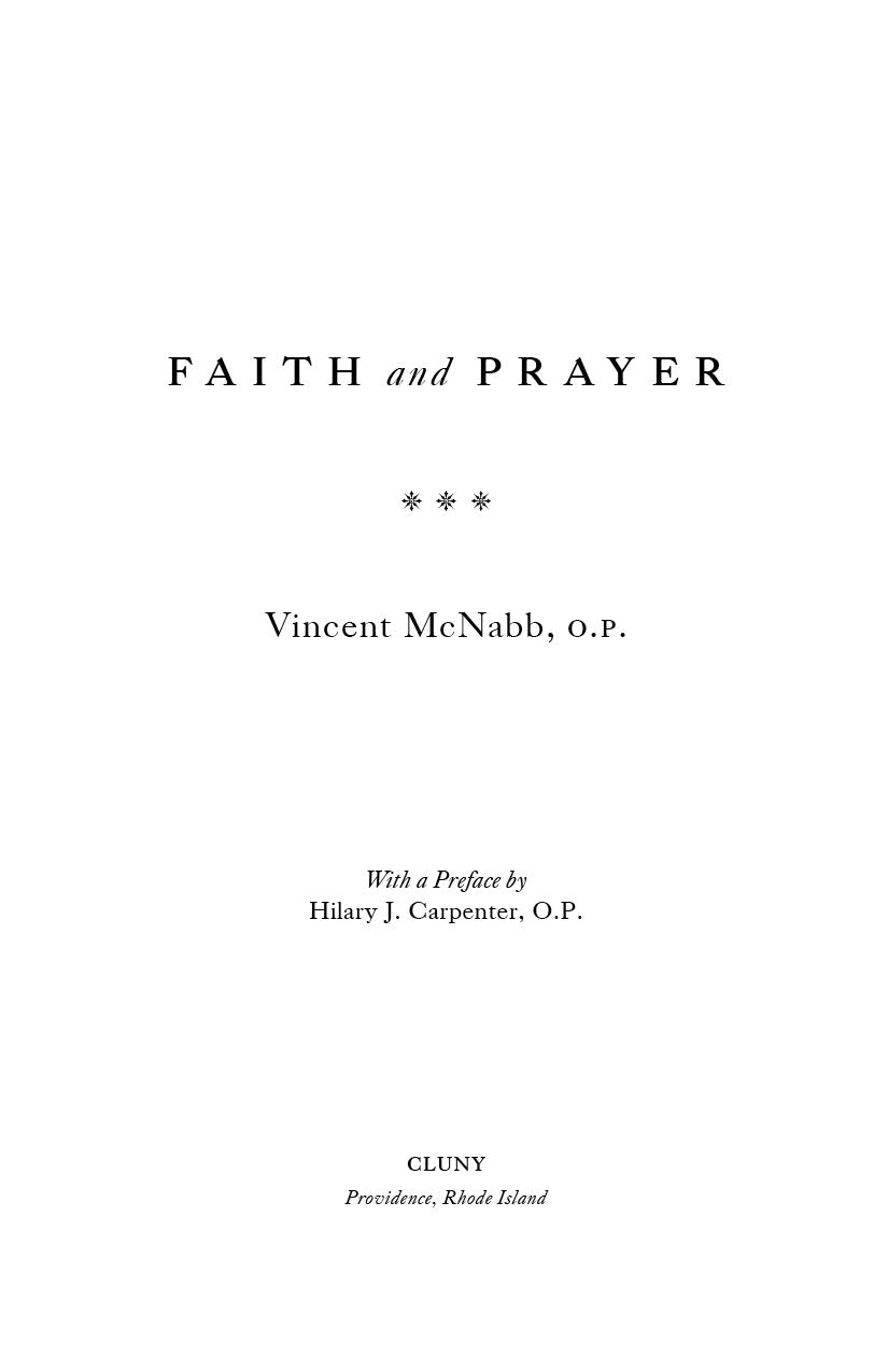Book title page with 'Faith and Prayer' and author Vincent McNabb, O.P.