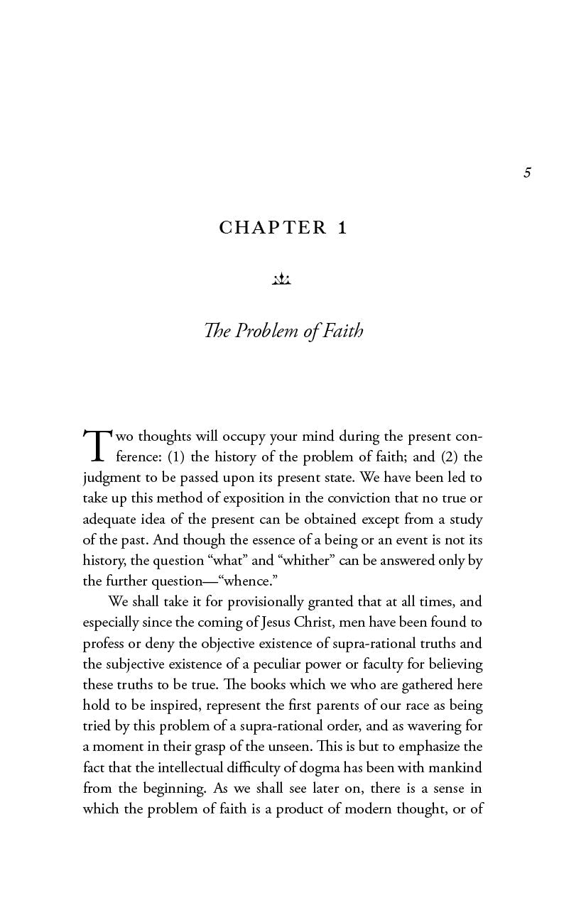 Book page with chapter heading 'The Problem of Faith' in Chapter 1