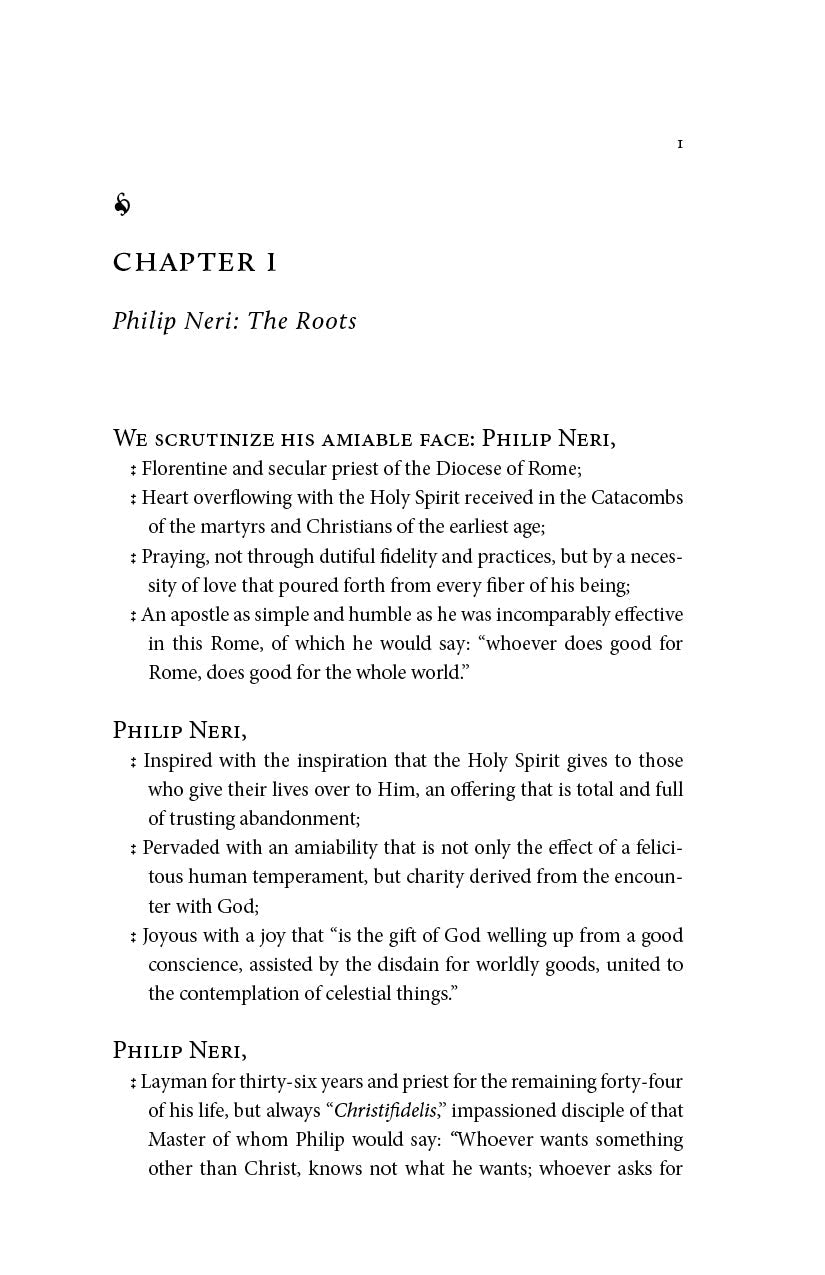 Book page with chapter heading and text about Philip Neri