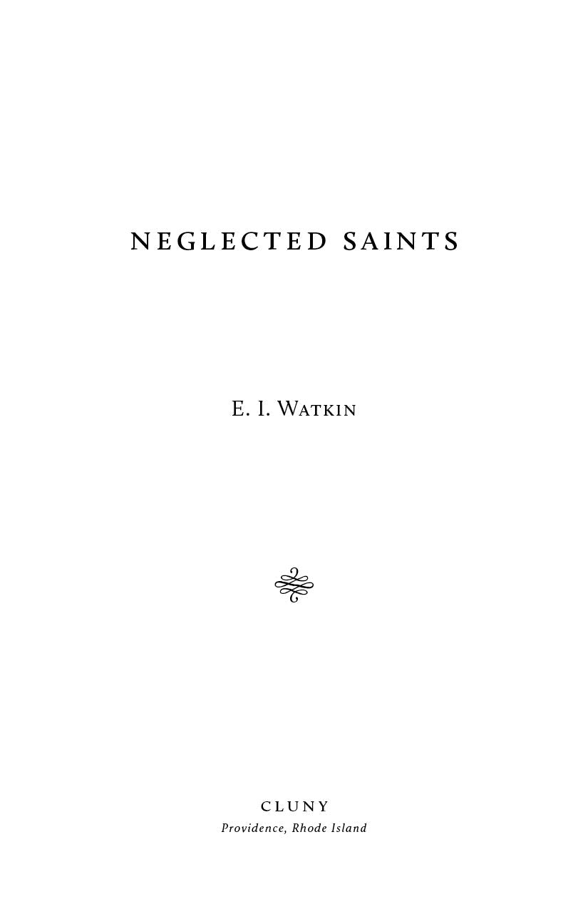 Neglected Saints book title page with centered title, author name, and small emblem
