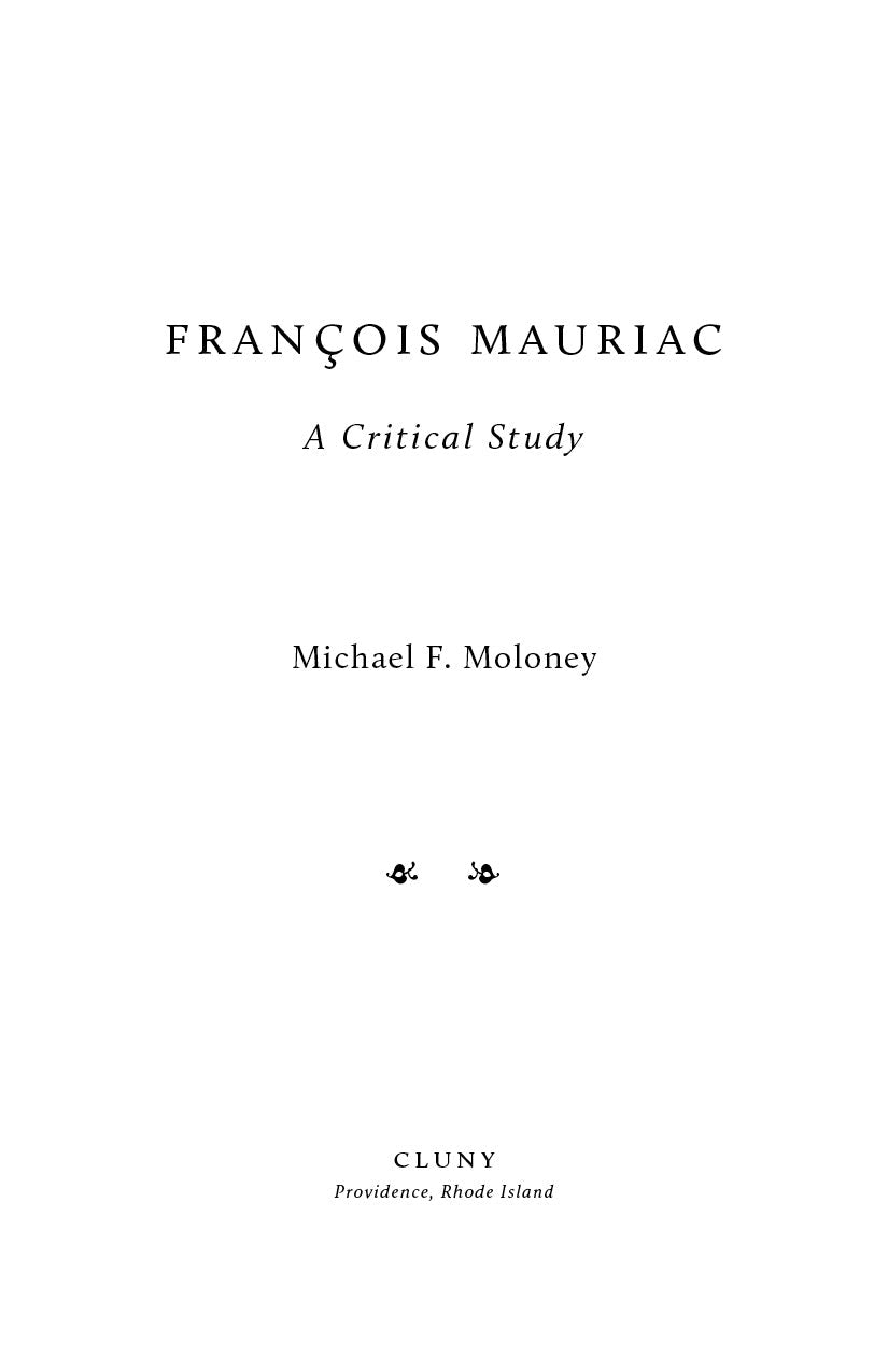 Book cover with 'François Mauriac' and 'A Critical Study' by Michael F. Moloney