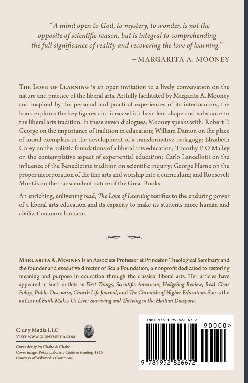 The Love of Learning book back cover with synopsis and barcode