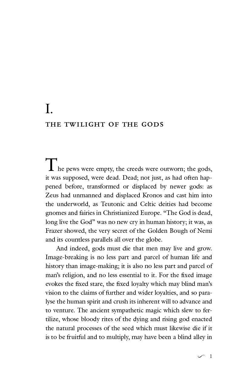 Book page I: "The Twilight of the Gods" with printed text