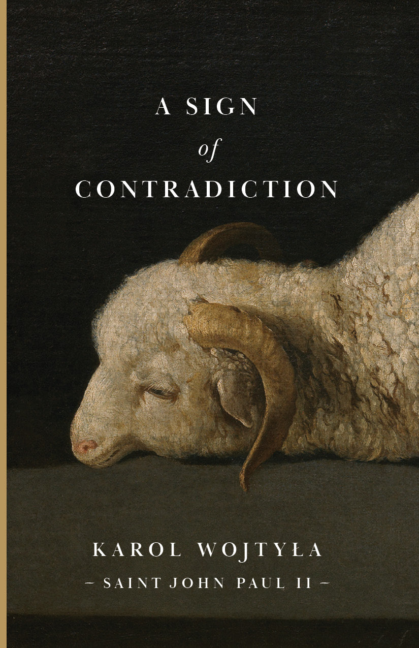 Book cover with lamb and title 'A SIGN of CONTRADICTION', Karol Wojtyla