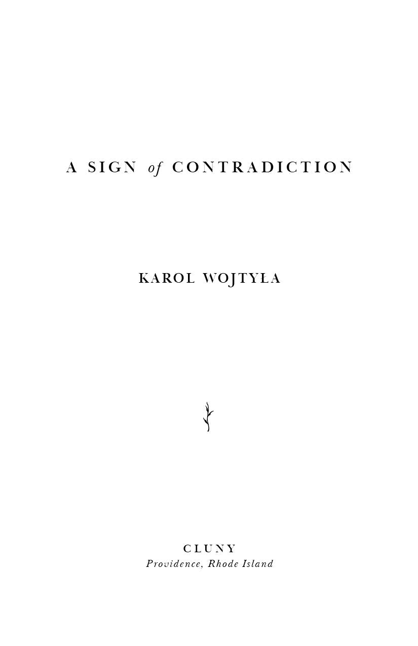 Book title page with 'A SIGN of CONTRADICTION', Karol Wojtyla, Cluny