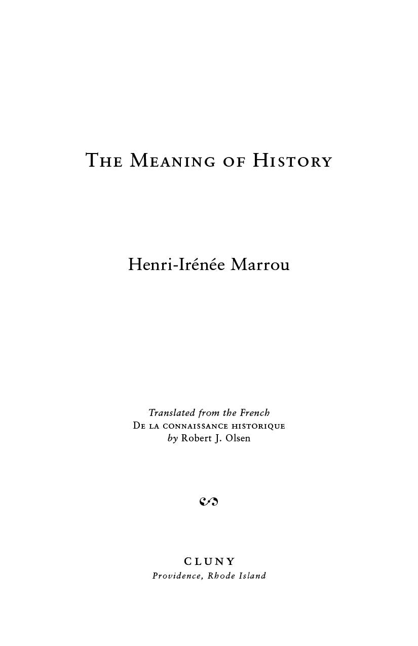 Book title page for The Meaning of History by Henri-Irénée Marrou