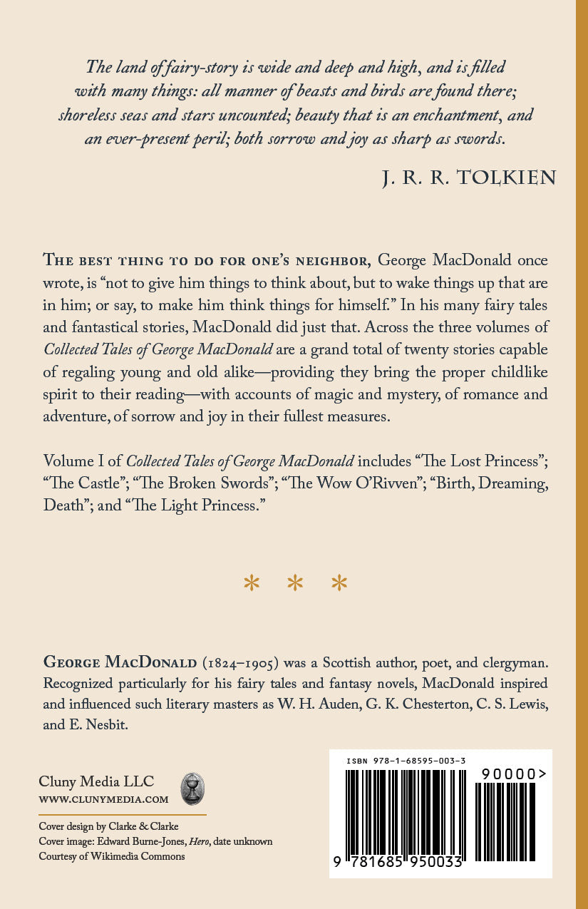 Back cover with quotes, author bio, and barcode for Vol. I collected tales