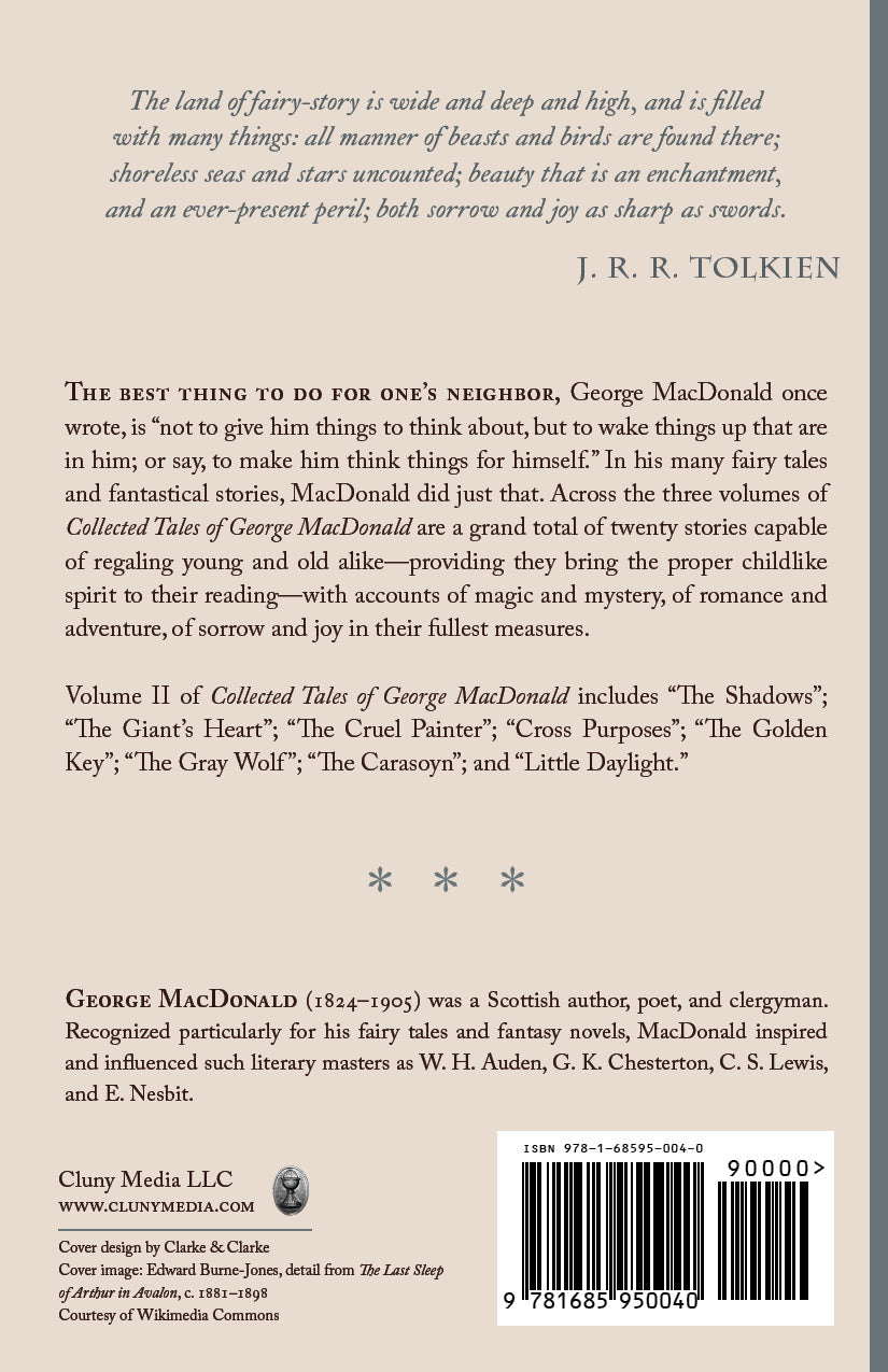 Paperback back cover with blurb and barcode for The Shadows and Other Tales, Vol. II
