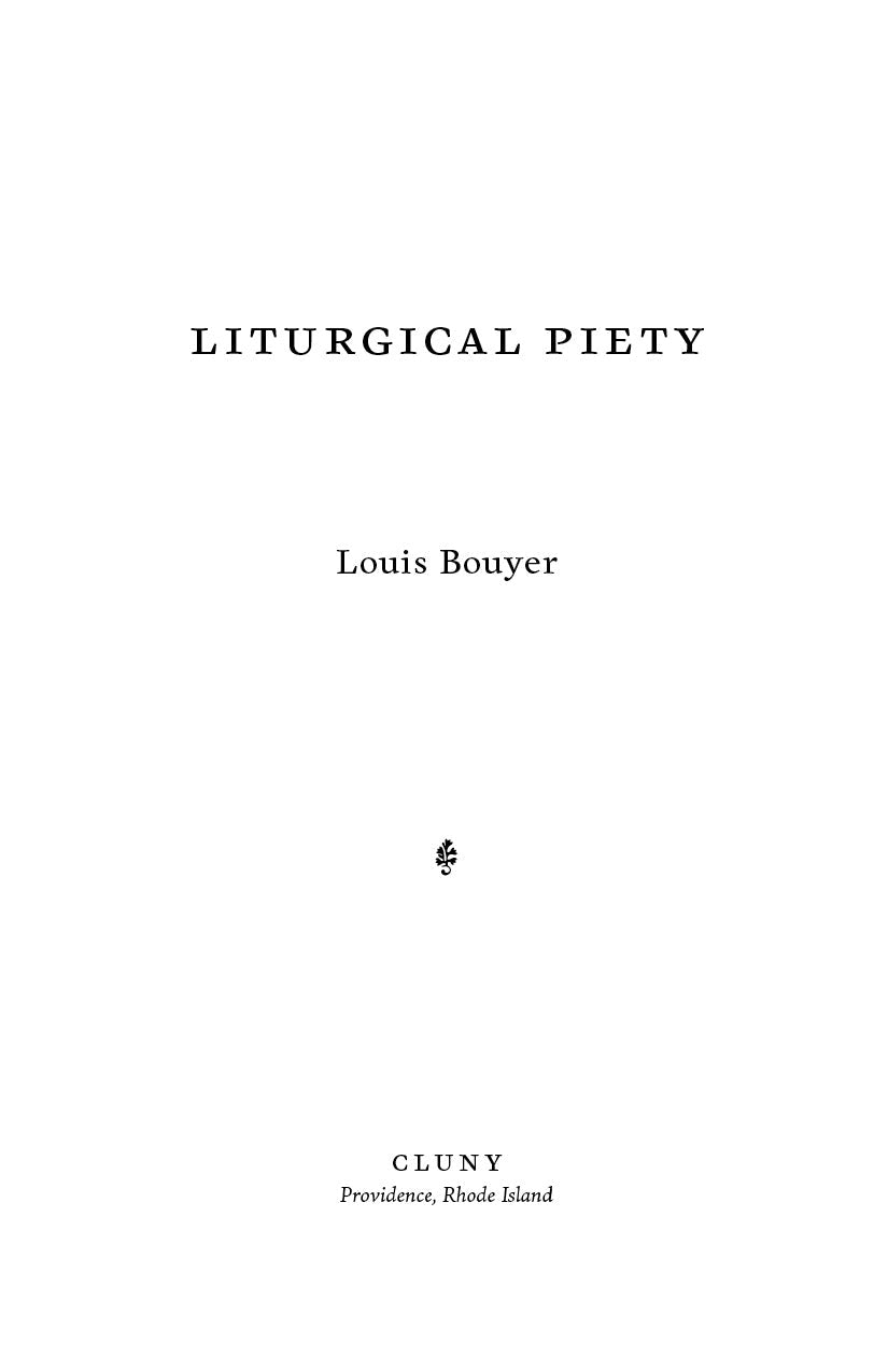Book title page showing Liturgical Piety and author Louis Bouyer