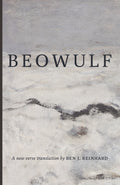 Beowulf book cover with large title and grayscale wave artwork