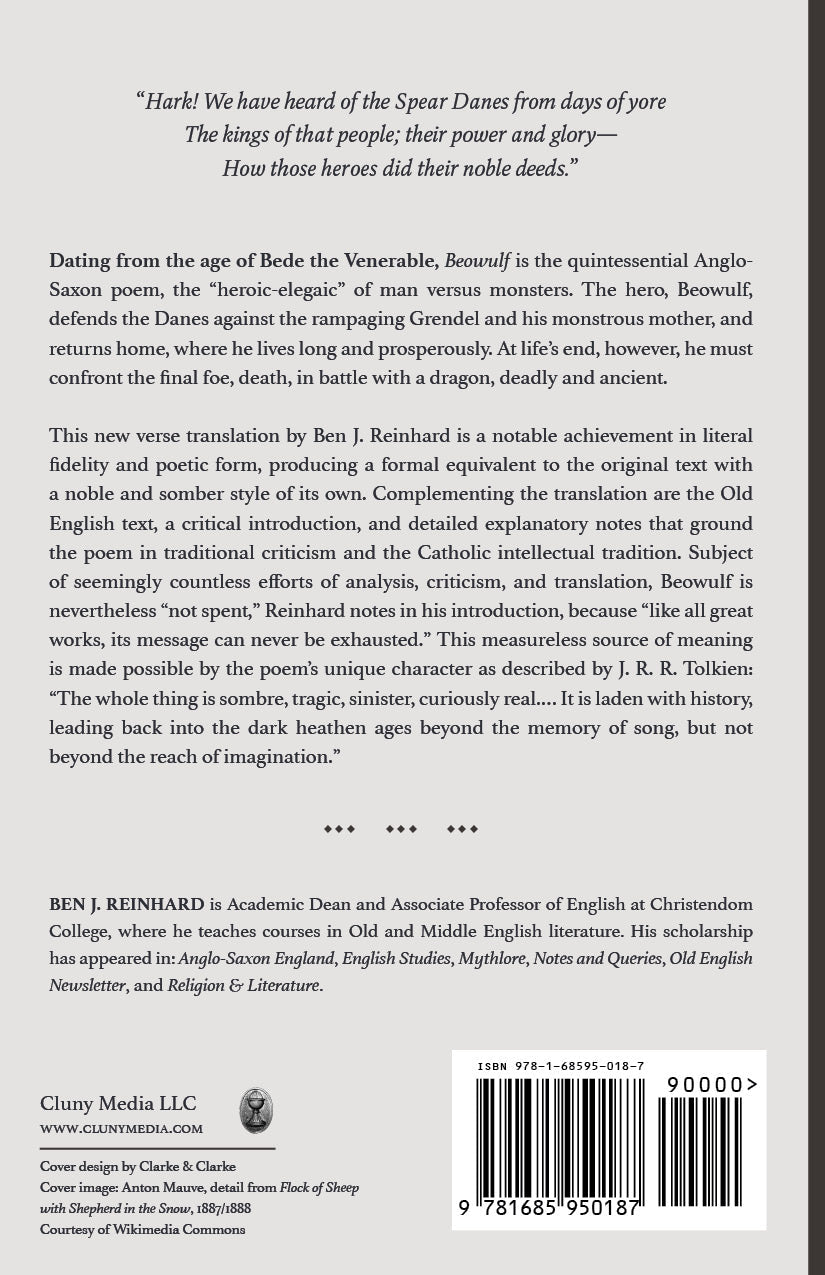 Beowulf book copyright and publication page with barcode