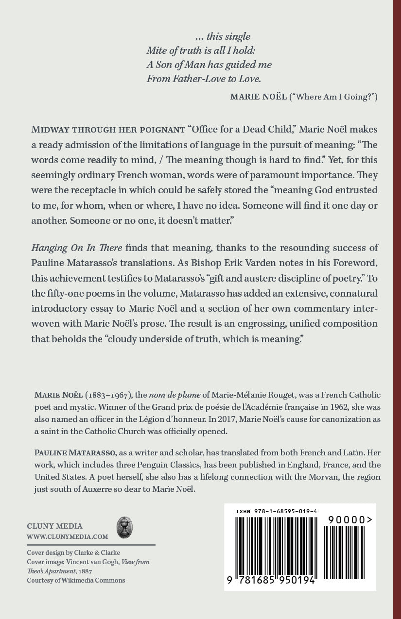 Paperback book back cover with barcode, author info, and poem/essay summary