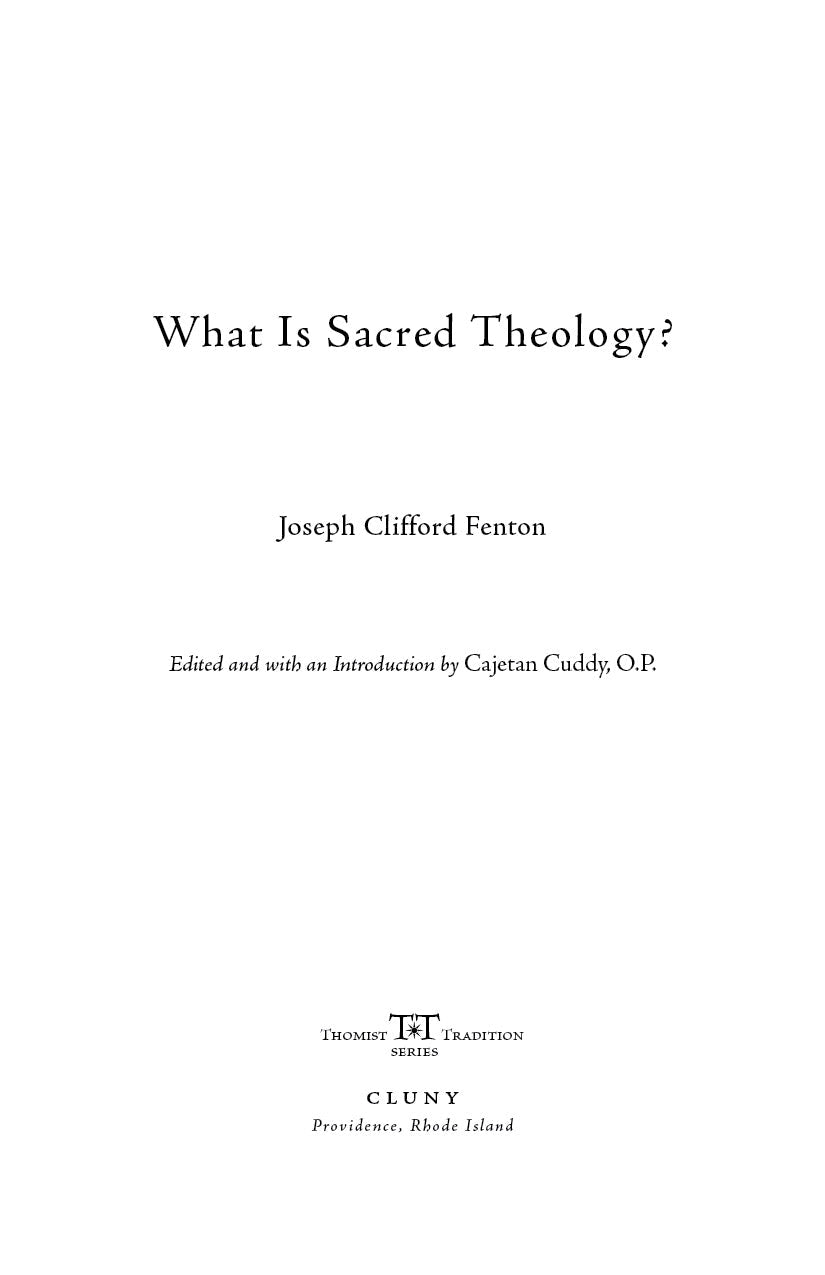Sacred Theology book title page with Joseph Clifford Fenton and editors