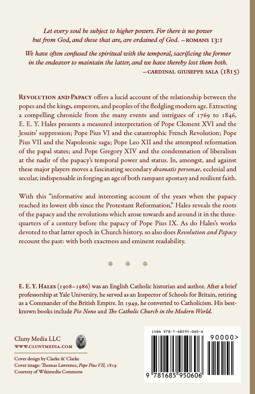 Revolution and Papacy book back cover with synopsis and barcode