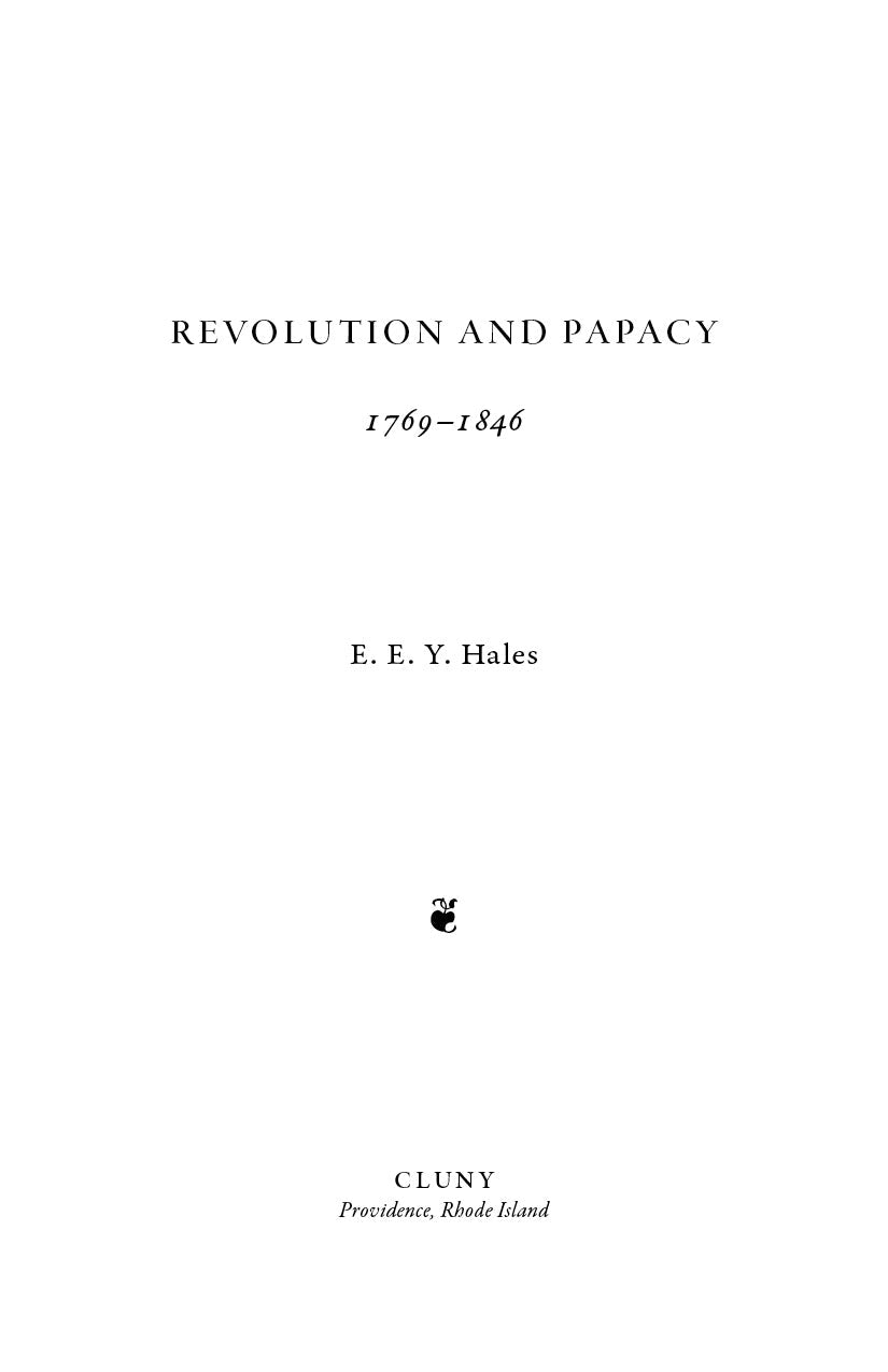Revolution and Papacy book title page with author E. E. Y. Hales