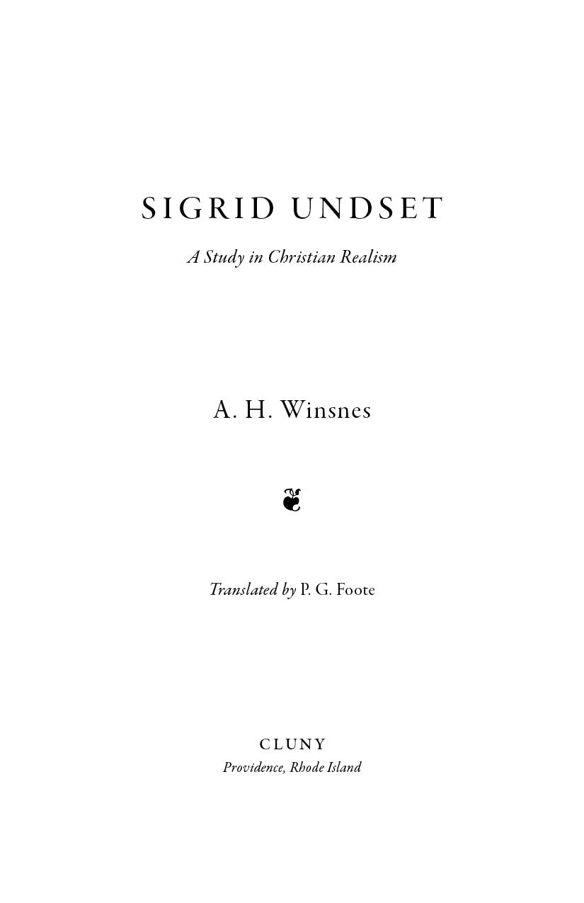 Book title page with Sigrid Undset and A Study in Christian Realism on white