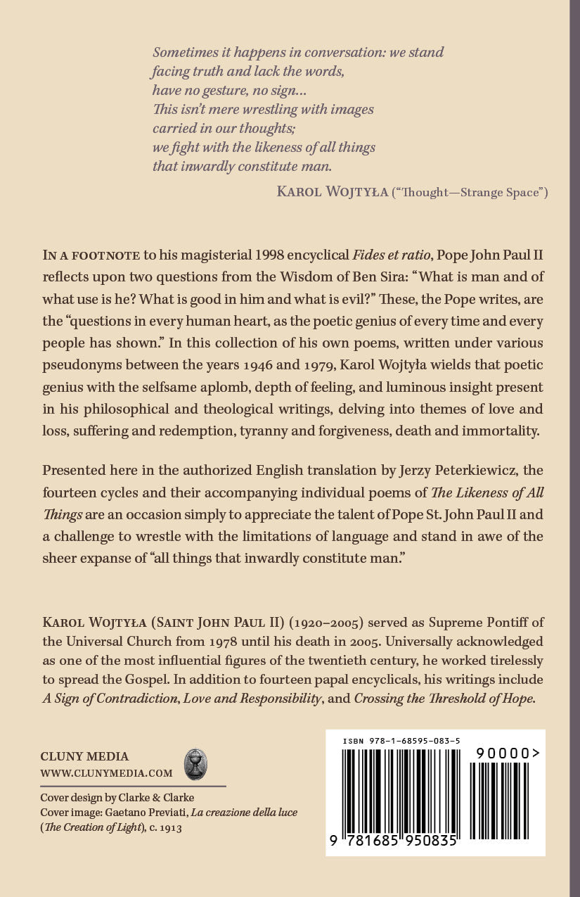 Paperback book back cover with poem excerpt, publisher details, and barcode