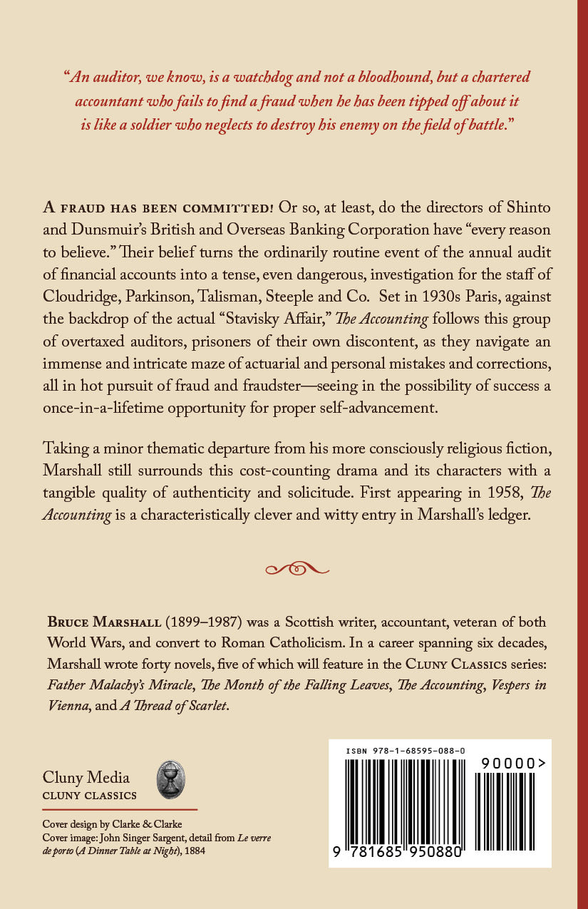 The Accounting book back cover with synopsis text and barcode