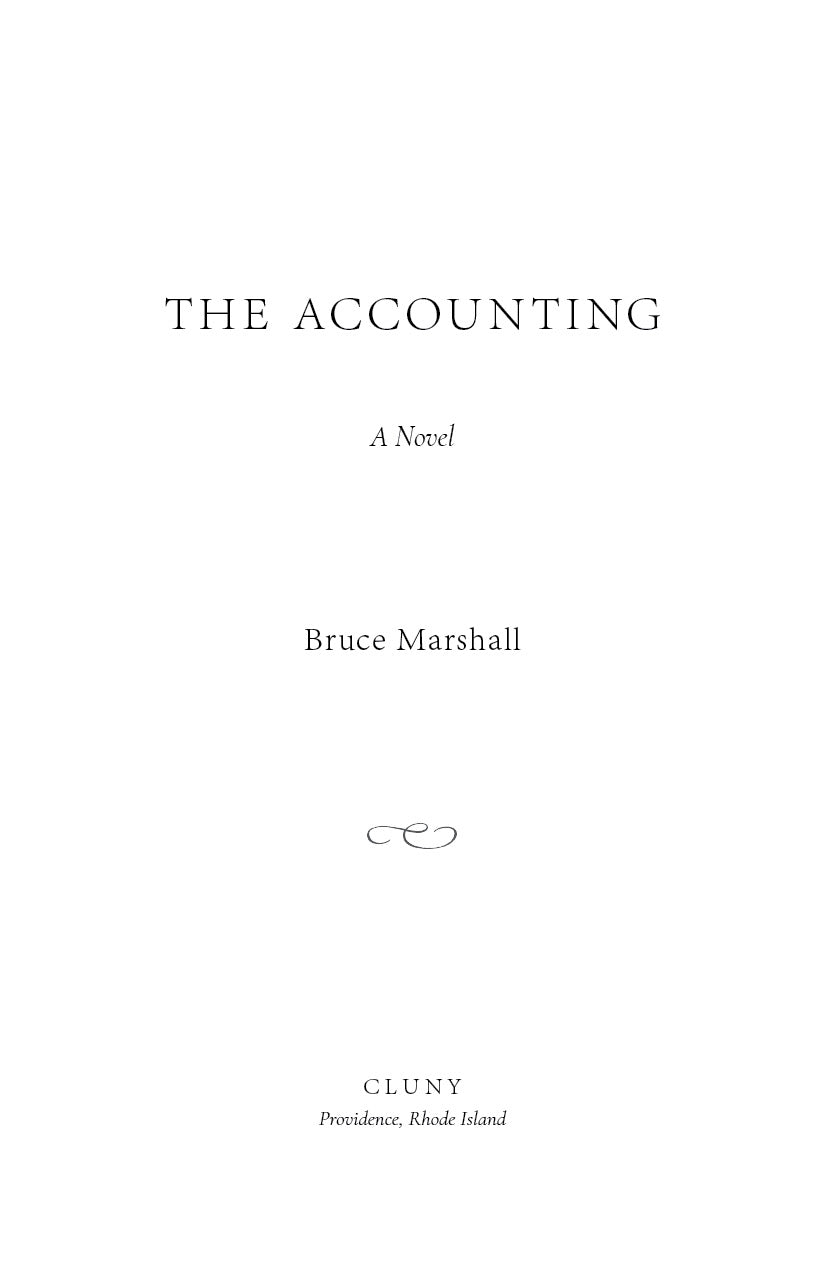 The Accounting book cover with title, A Novel, Bruce Marshall, and Cluny