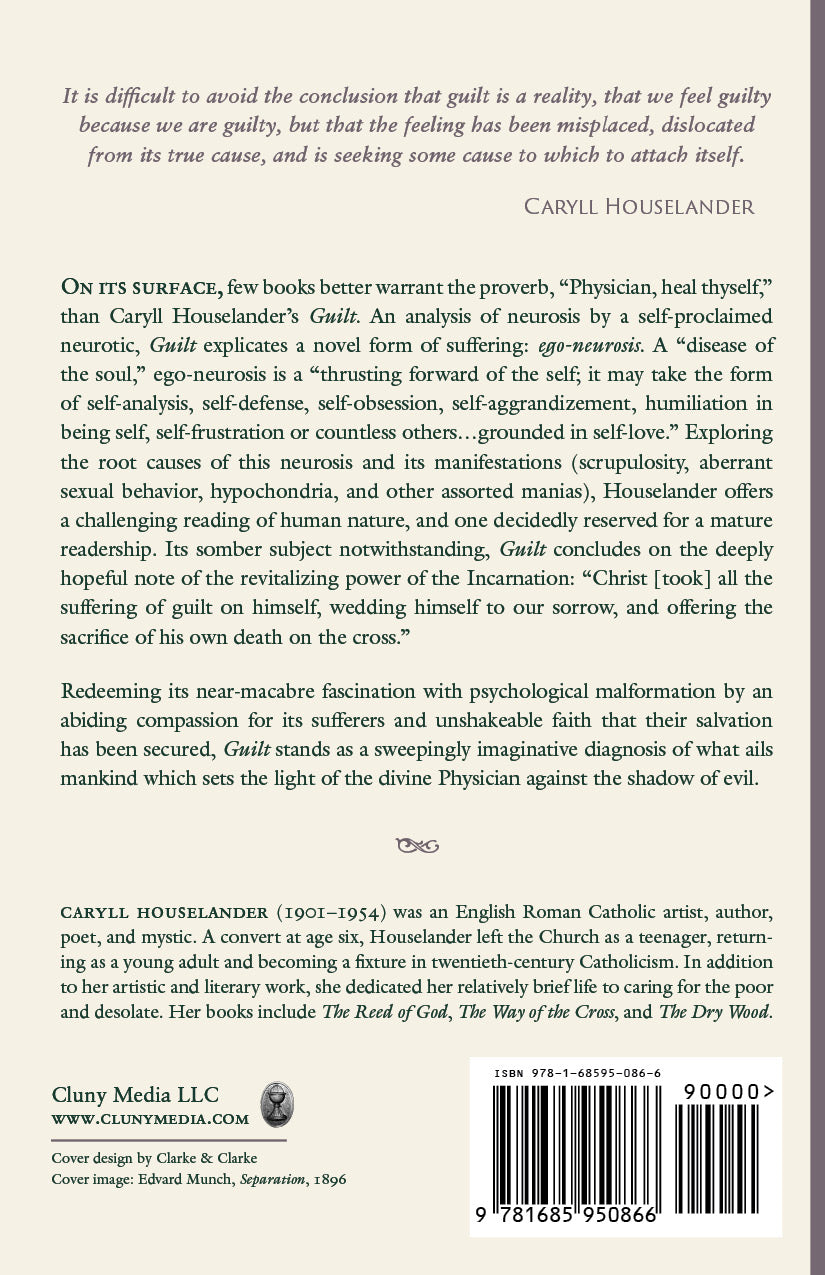Book back cover with synopsis text, Caryl Houselander, publisher info, barcode