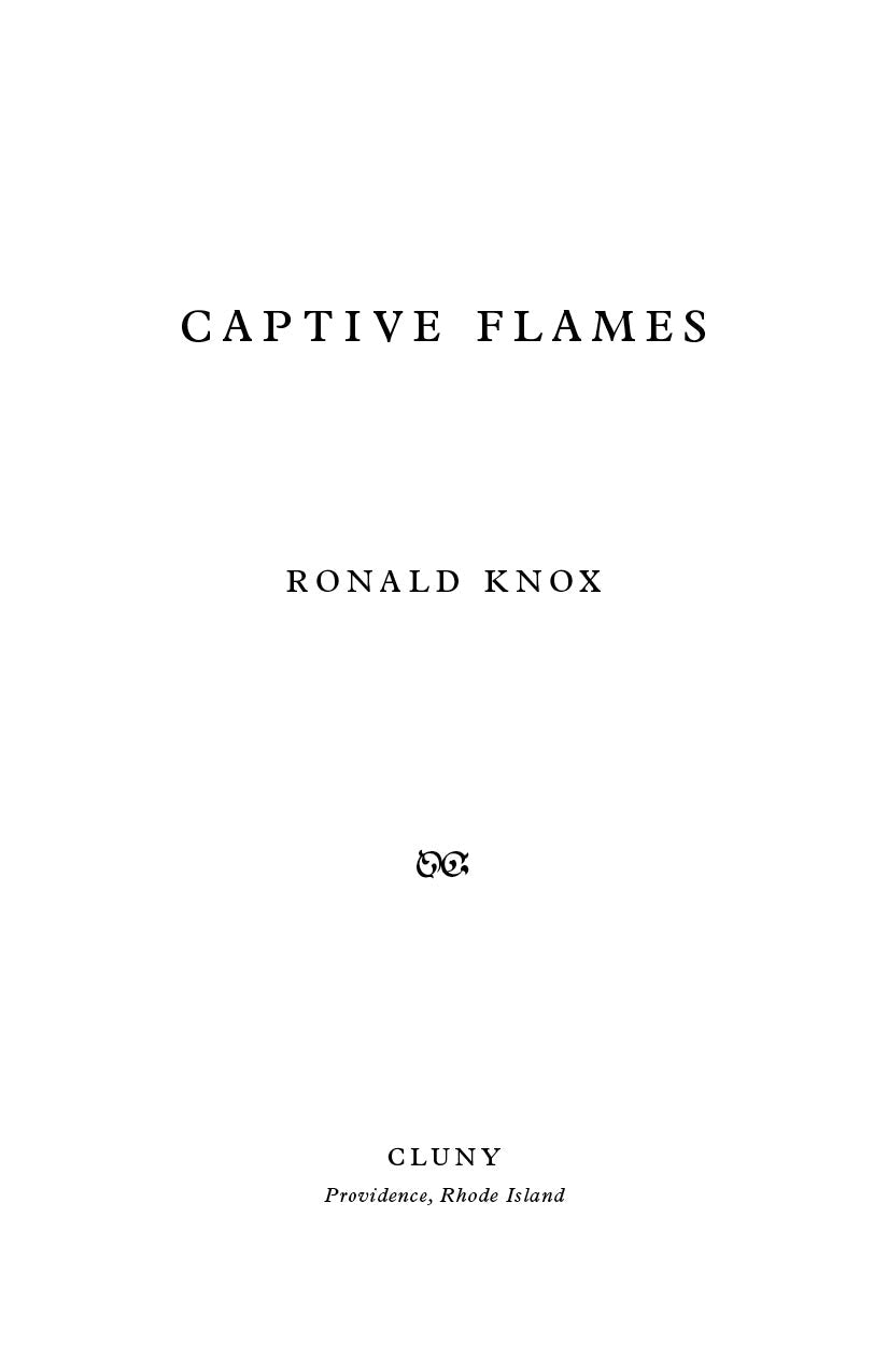 Book title page with centered title, Ronald Knox, and Cluny imprint